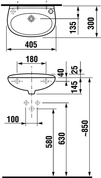 Раковина подвесная Jika Lyra 40 1527.1.000.105.1