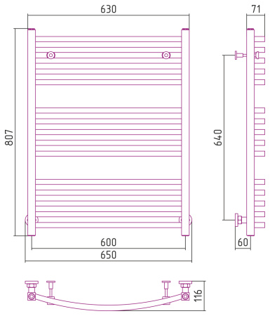 Полотенцесушитель Водяной Сунержа Аркус (80х60) Матовое Золото 032-0251-8060