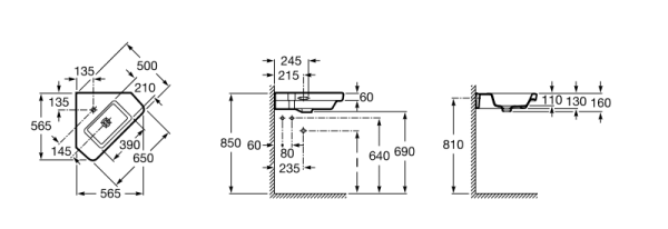 Раковина подвесная (65х50) Roca Dama-N  32778C000