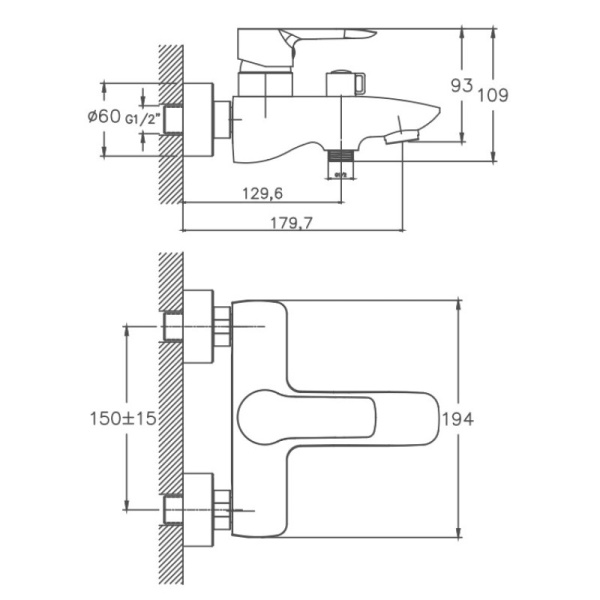 Смеситель для ванны Cron CN30095 Смеситель для ванны Cron CN30095