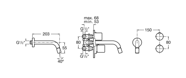 Смеситель для биде скрытого монтажа Roca Element A5A6462C00