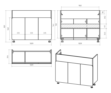 Тумба под раковину Misty Чегет 105 П-Чег-01105-011