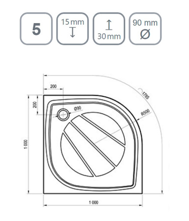 Душевой поддон Ravak Elipso Pro 100х100 XA23AA01010WM