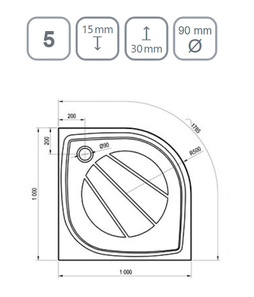 Душевой поддон Ravak Elipso Pro 100х100 XA23AA01010WM