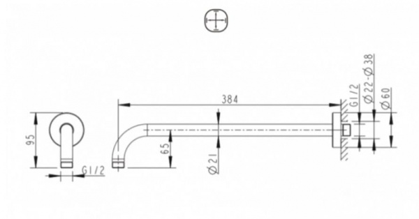 Кронштейн для верхнего душа Bravat Built-in D313C-1-RUS