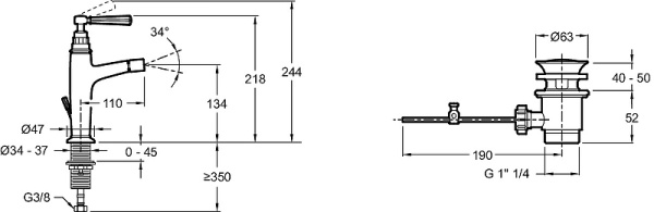 Смеситель для биде Jacob Delafon Cleo 1889 E24310-CP