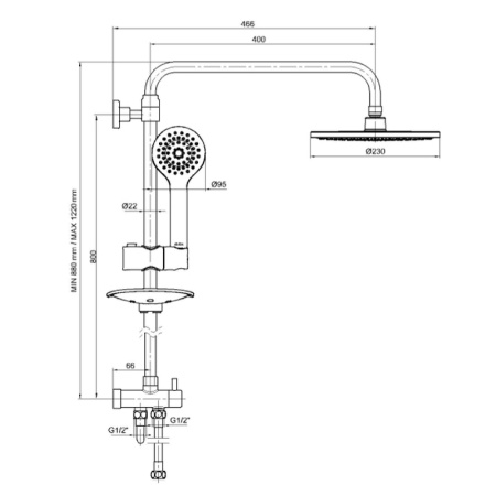 Душевая стойка E.C.A. Luna 102158032EX