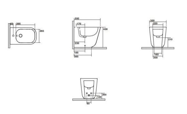 Биде напольное Kerasan Tribeca 512001bi