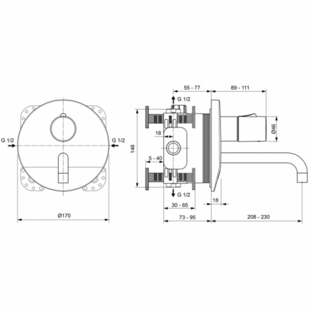 Смеситель для раковины встраиваемый Ideal Standard CERAPLUS, A6152AA