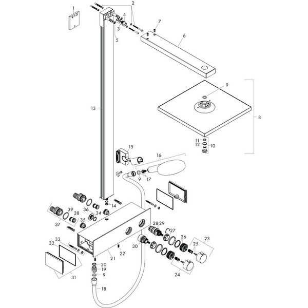 Душевая система с термостатом Hansgrohe Raindance E Showerpipe 300 1jet 27361000 хром