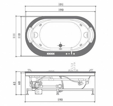 Ванна Jacuzzi Opalia 190х110 9F43-211A