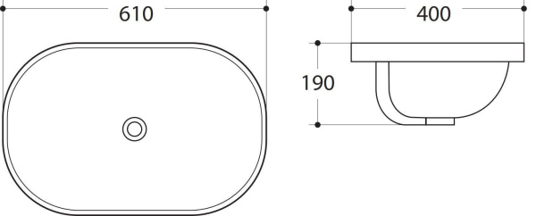 Раковина керамическая полувстраиваемая (61x40) Art&Max AM-5006-C белый