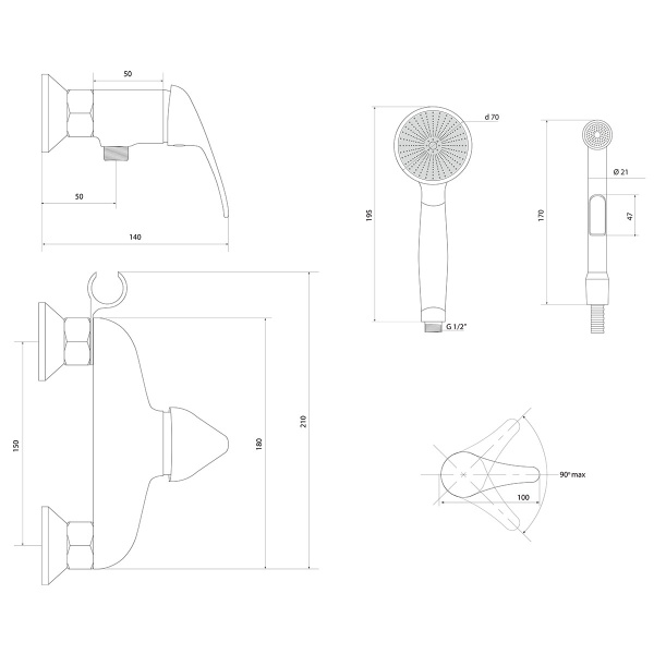 Смеситель Славен с гигиеническим душем Дача В (СЛ-ОД-В41)