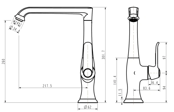 Смеситель для кухни ESKO Monaco MO 519, хром