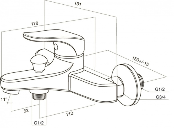 Смеситель для ванны AM.PM Joy F8510000