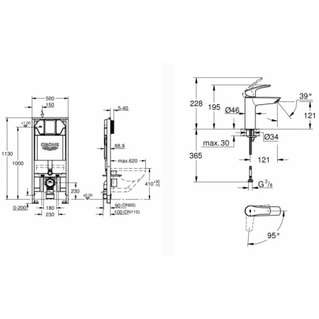 Комплект инсталляции Grohe Mega Bundle Sustainable 39687000