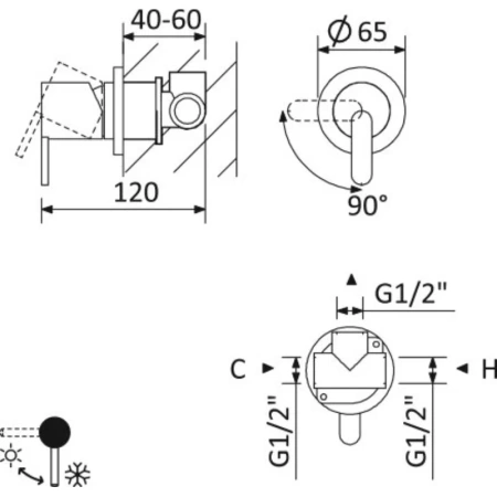 Смеситель для душа Cezares Leaf LEAF-DIM-SR
