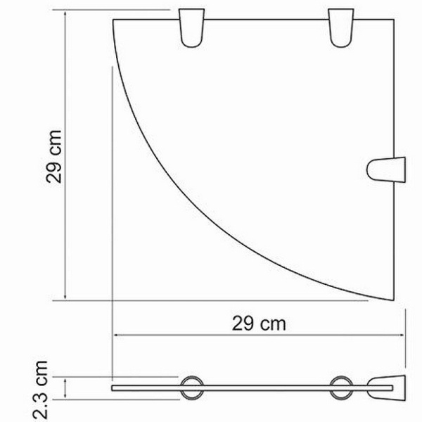 Полка стеклянная угловая WasserKRAFT K-533BLACK 