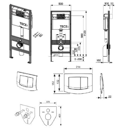 Инсталляция для унитаза с панелью смыва TECE 9400005