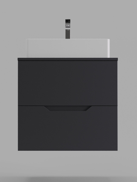 Тумба с раковиной подвесная 60 см Orange Line Li-60TugMDF+B04-500W графит/белый