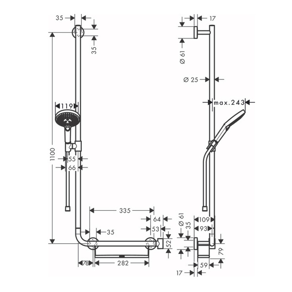 Душевой гарнитур Hansgrohe Raindance Select S 120 3jet left 26324000