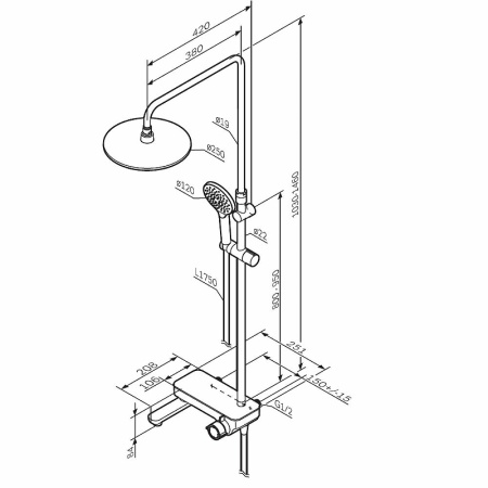 Душевая система с изливом Am.Pm Like F0780722