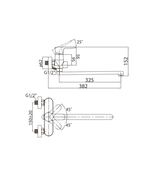Смеситель для ванны  BelBagno RENO REN-VDLM-CRM