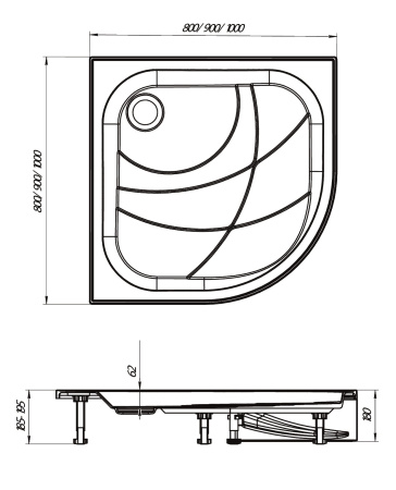 Душевой поддон 1Marka Bella New 01пбн80