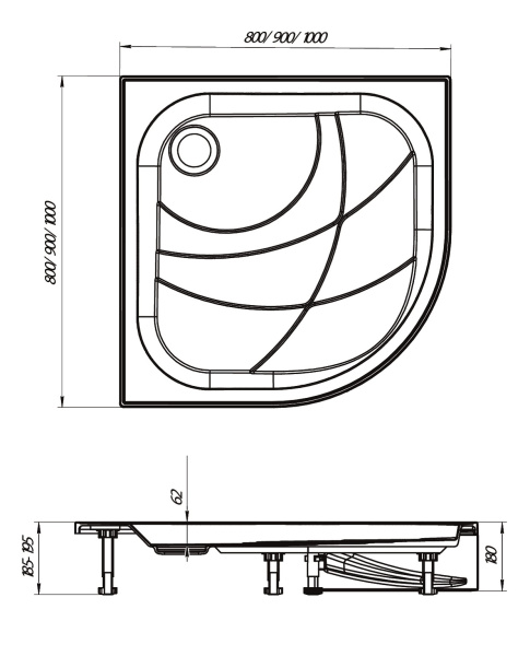 Душевой поддон 1Marka Bella New 01пбн90