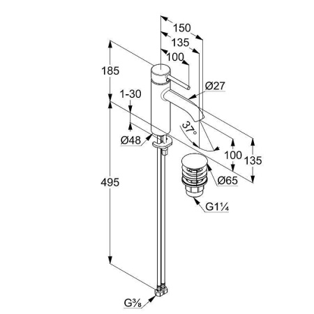 Смеситель для раковины Kludi Bozz 38288N076