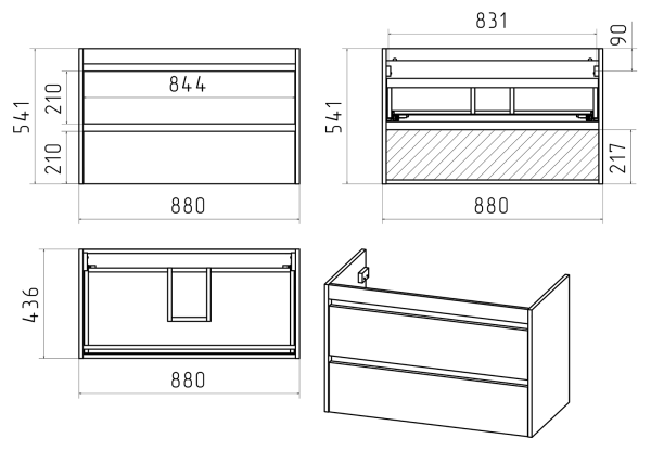 Тумба с раковиной Brevita Balaton 90 УТ000014505