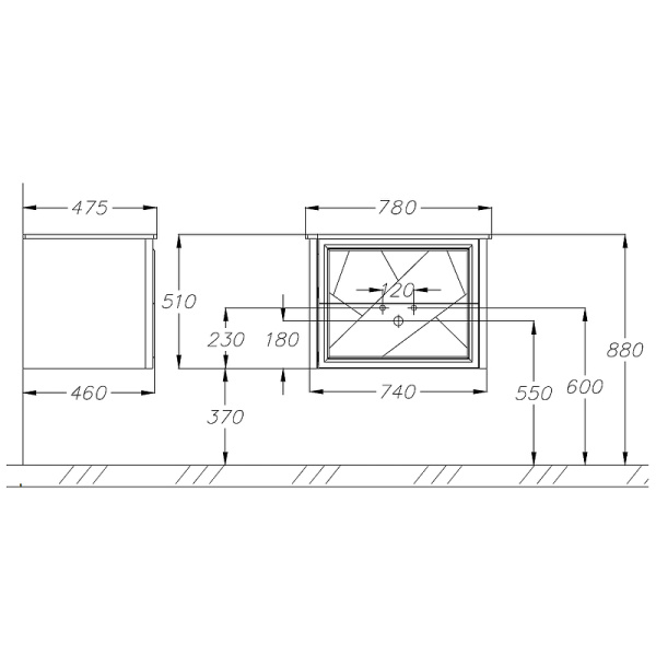 Тумба под раковину Opadiris Луиджи 80   00-00006180 серый матовый (без раковины)