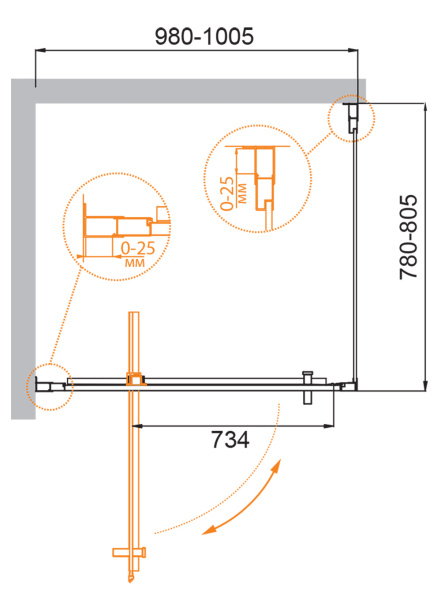 Душевой уголок (100х80) CEZARES MOLVENO MOLVENO-AH-1-100/80-C-Cr-IV