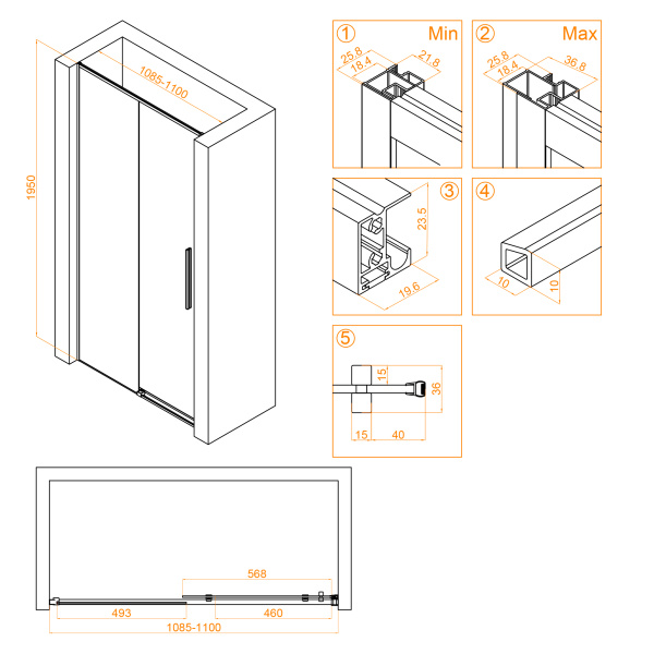 Душевая дверь 110 см RGW Stilvoll SV-12 32321211-11 прозрачное
