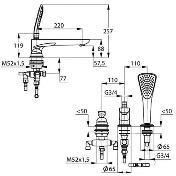 Смеситель на борт ванны Kludi Balance Kludi Balance 524470575