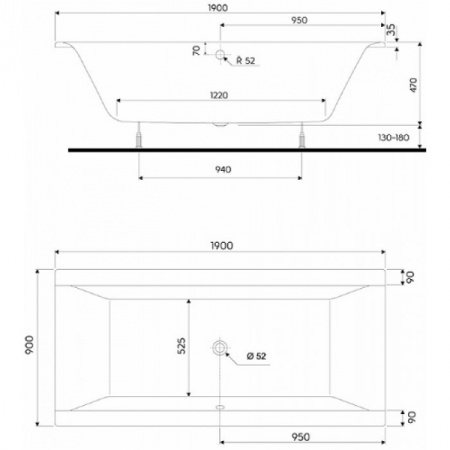 Ванна прямоугольная Kolo Clarissa (без панели) XWP2690000