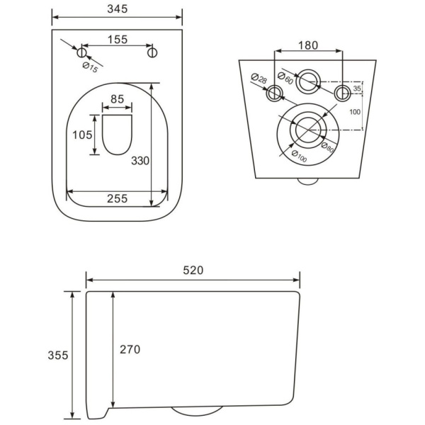 Унитаз подвесной безободковый Art&Max Latina AM215CHR (без сиденья)
