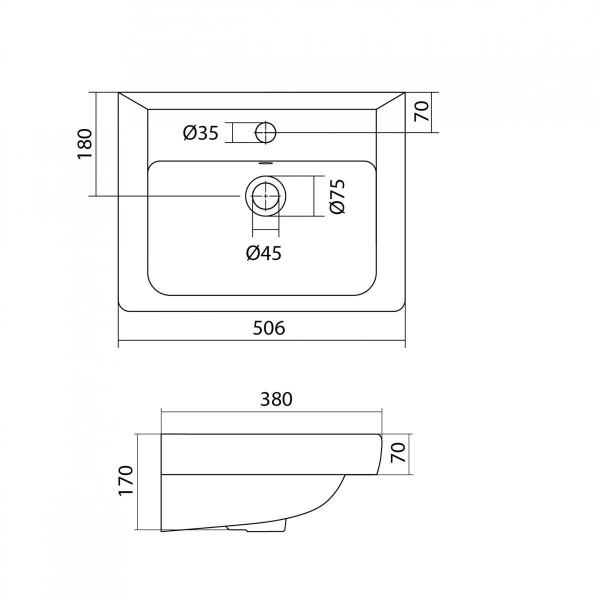 Раковина встраиваемая Onika Тигода 50 1WH302128