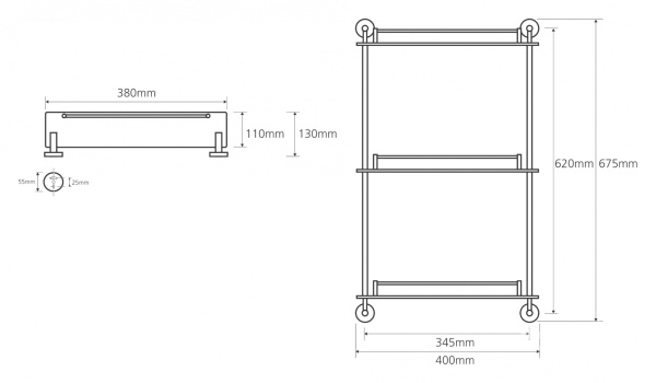 Полочка стеклянная тройная Bemeta Omega 104202132