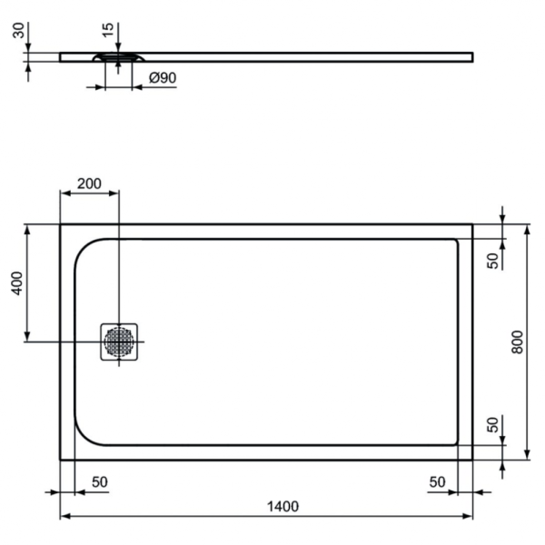 Душевой поддон (140х80) Ideal Standard ULTRAFLAT S K8237FV