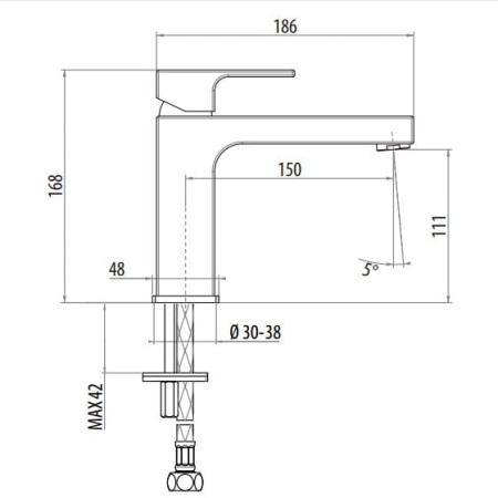 Смеситель для раковины Gattoni Kubik 2544/25C0cr