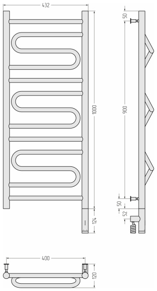 Полотенцесушитель электрический (100х40) Cунержа Элегия 3.0 30-5819-1040 правый