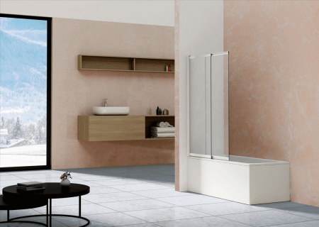 Душевая шторка на ванну VSB-1E100CL  (100х145) хром, стекло прозрачное