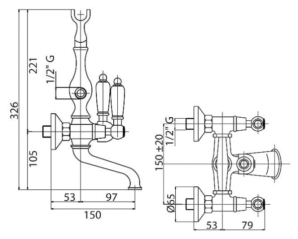 Смеситель для ванны Cezares Diamond DIAMOND-VD-02-Sw
