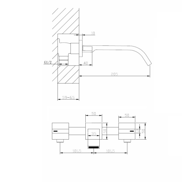 Смеситель ABBER Wasserfall AF8612NG для раковины скрытого монтажа, никель Смеситель ABBER Wasserfall AF8612NG для раковины скрытого монтажа, никель