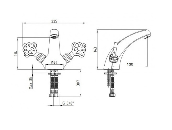 Смеситель для раковины E.C.A. Ottoman 102208002EX