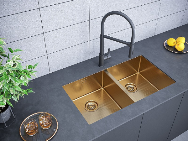 Кухонная мойка Paulmark Dopplet PM507844-BG брашированное золото