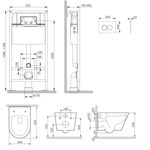 Комплект унитаза с инсталляцией Am.Pm Sense IS70151.741701