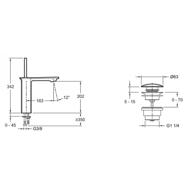 Смеситель для раковины Jacob Delafon Stance E14761-CP Смеситель для раковины Jacob Delafon Stance E14761-CP