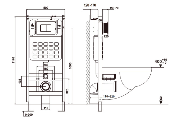 Инсталляция ABBER AC0105 для подвесного унитаза